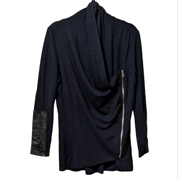 Fifteen Twenty R42013 Drape lamb leather sleeve patch jacket off center zipper L - Picture 10 of 10